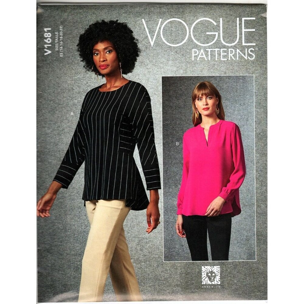 Vogue V1681 Misses 14 to 22 Anne Klein Tops and Tunics Uncut Sewing Pattern